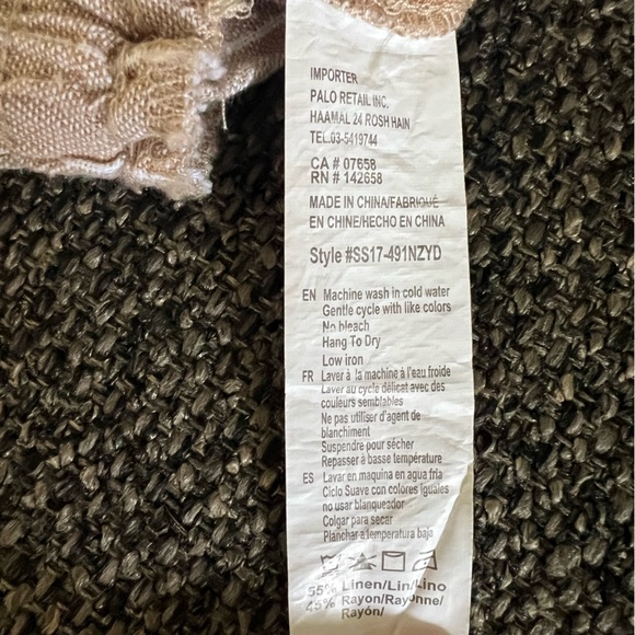 NEW Women’s Linen Joggers ReVamped Size Med Beige Pinstriped - Picture 6 of 6